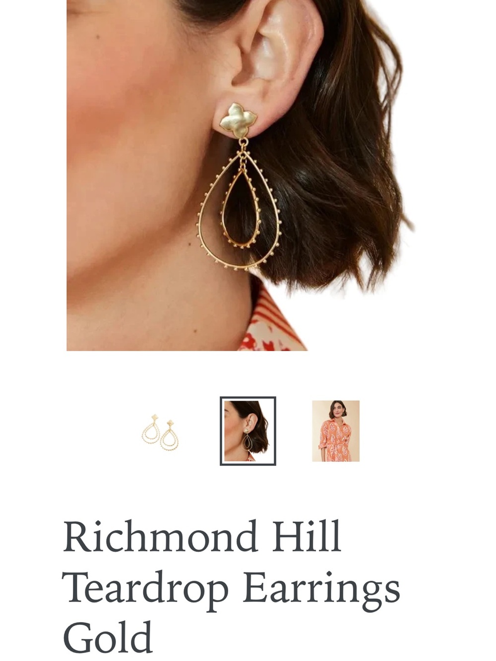 Spartina 449 Gold Teardrop Double Hoop Earrings - Picture 3 of 3